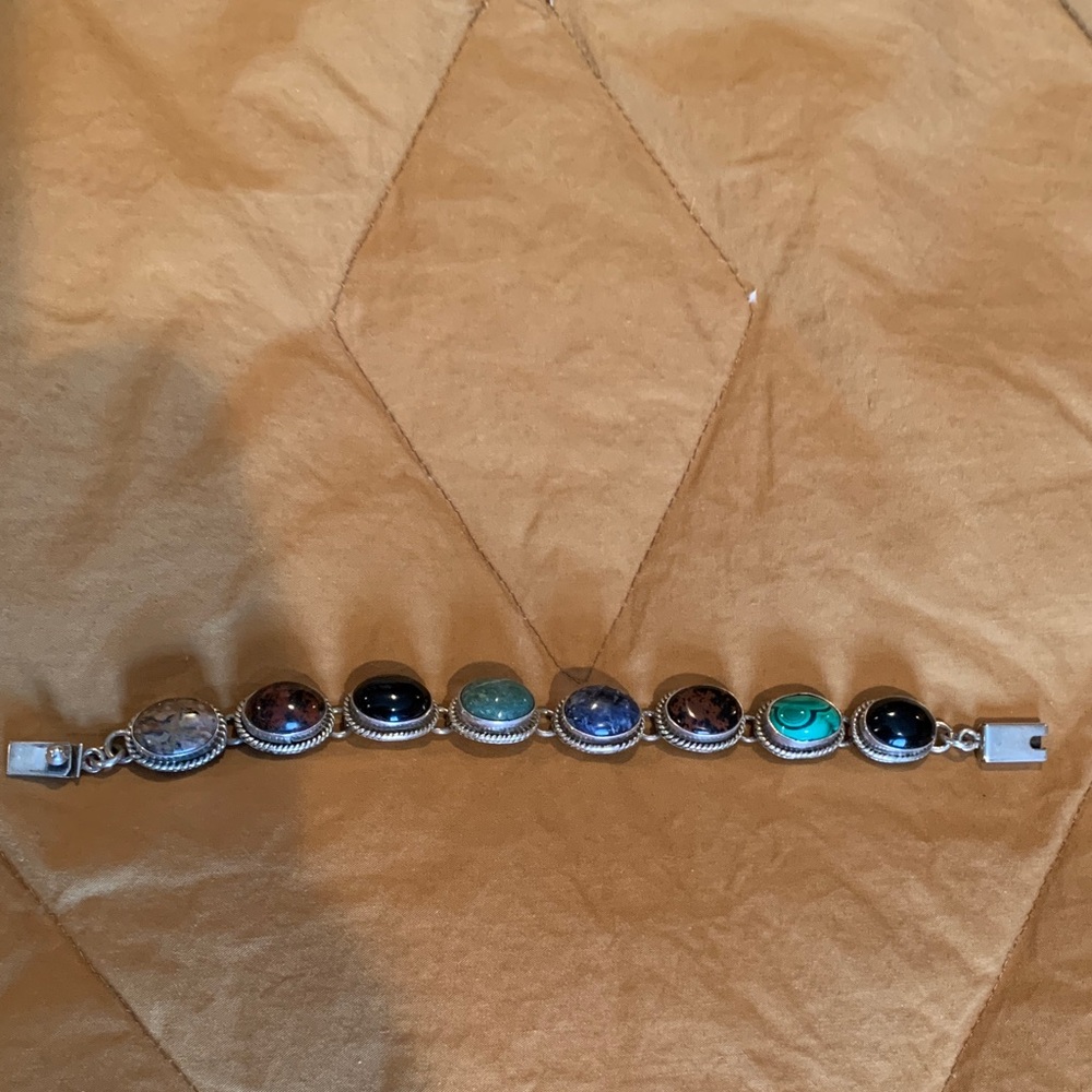 Elegant Multi-Stone Silver Bracelet